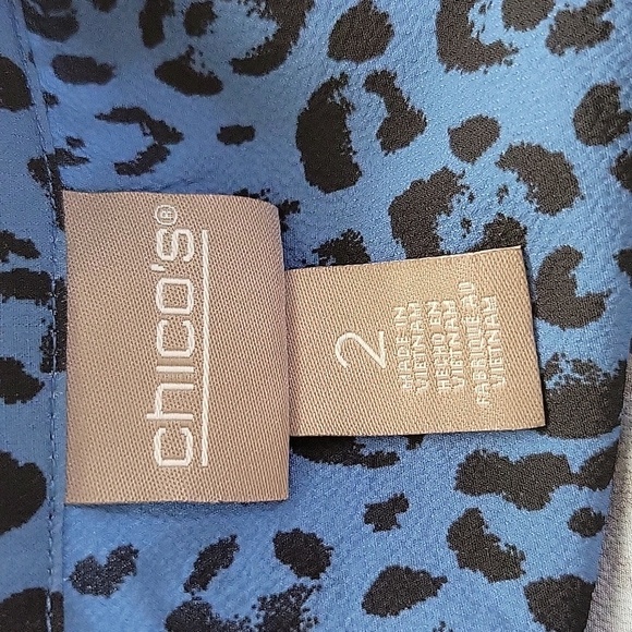 Chico's Blue Leopard Print Cinch Waist Button Down Tunic Size Large - Picture 7 of 9